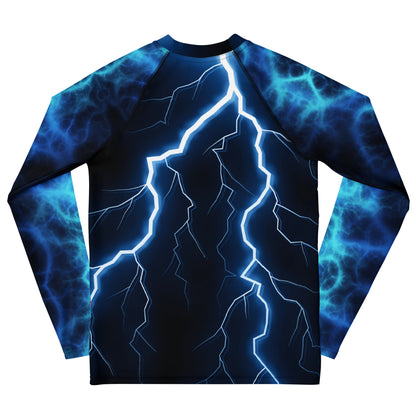 Electric Storm Youth Rash Guard with UPF 50+ UV protection in lightning bolt design by Hipyfi Clothes & Design Back-2