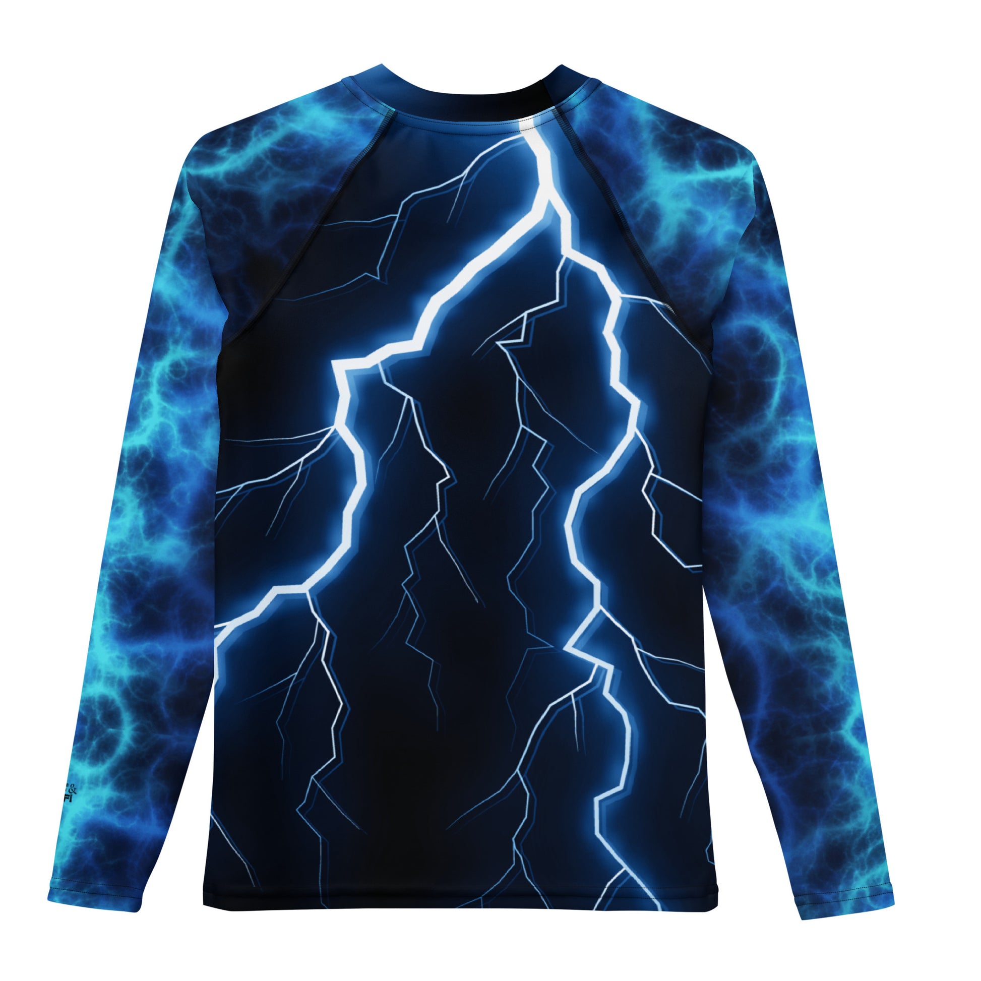 Electric Storm Youth Rash Guard with UPF 50+ UV protection in lightning bolt design by Hipyfi Clothes & Design Back-3