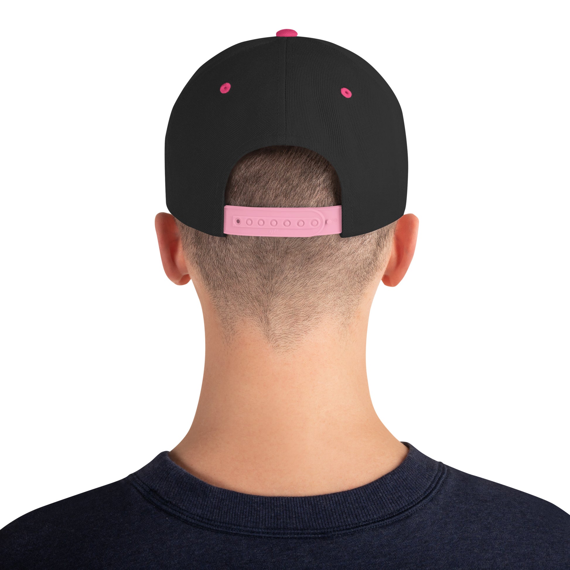 Hipyfi black and neon pink snapback hat with embroidered logo – classic flat brim cap Back