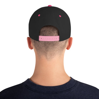 Hipyfi black and neon pink snapback hat with embroidered logo – classic flat brim cap Back