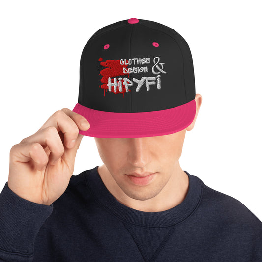 Hipyfi black and neon pink snapback hat with embroidered logo – classic flat brim cap Front