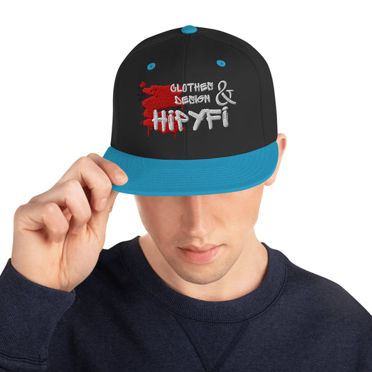 Hipyfi Classic Snapback Hat in Black and Teal with Embroidered Logo, Flat Brim, and Green Undervisor – Vintage Streetwear Cap Front