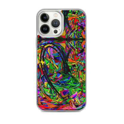 Neon Mythos iPhone® Clear Case – Abstract art design with vibrant neon colors, offering protection and style for iPhone® models. iphone-13-pro-max-case