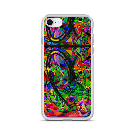 Neon Mythos iPhone® Clear Case – Abstract art design with vibrant neon colors, offering protection and style for iPhone® models. iphone-7-8-case