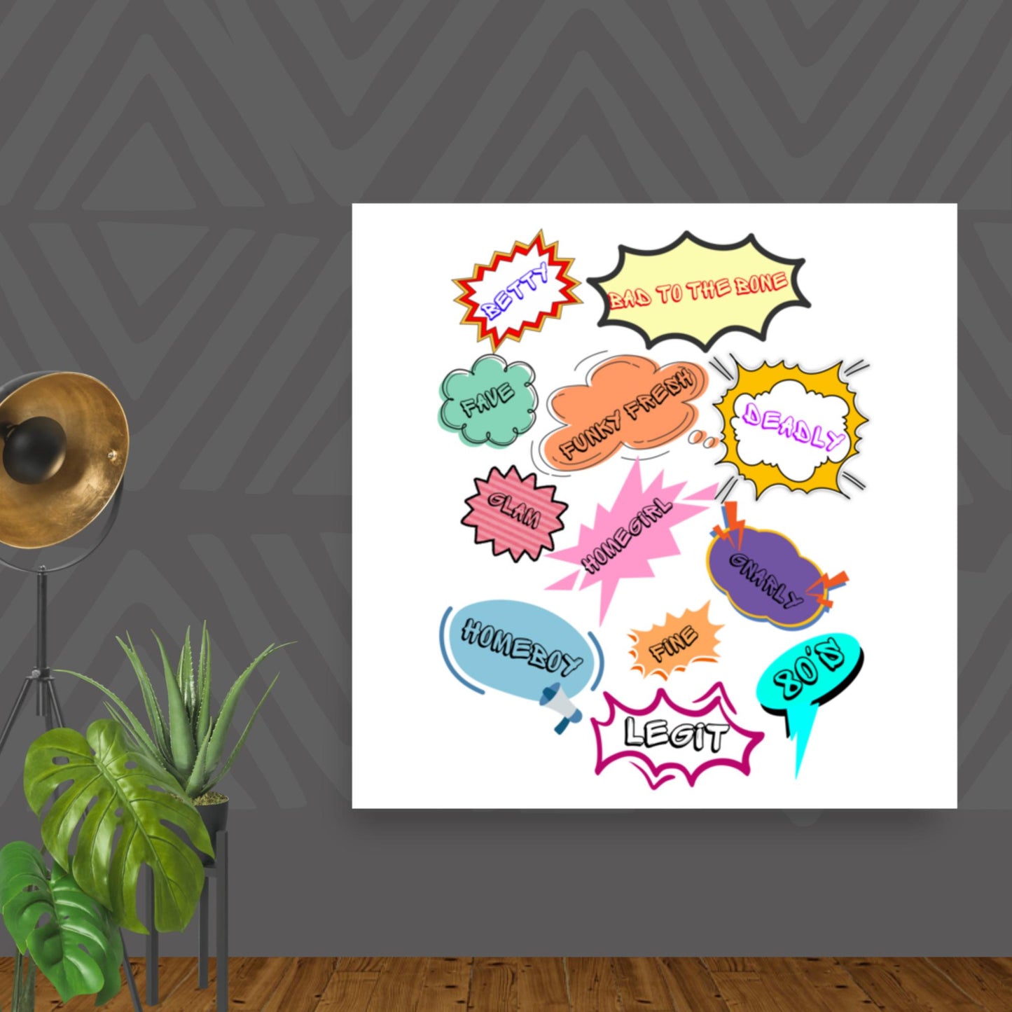 Retro pop art poster with 1980s slang and comic-style design by Hipyfi Clothes & Design 12x12-front
