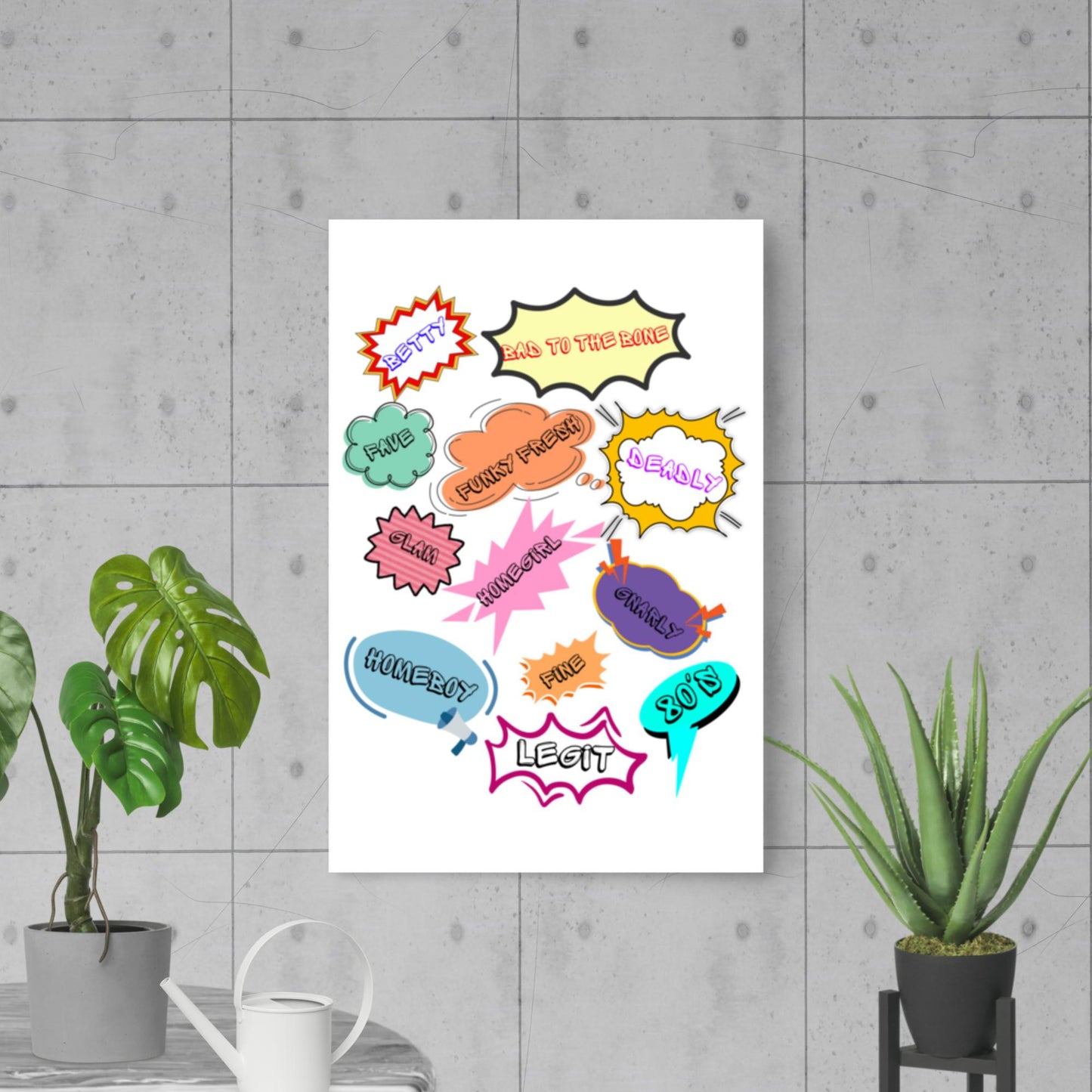 Retro pop art poster with 1980s slang and comic-style design by Hipyfi Clothes & Design 12x18-front