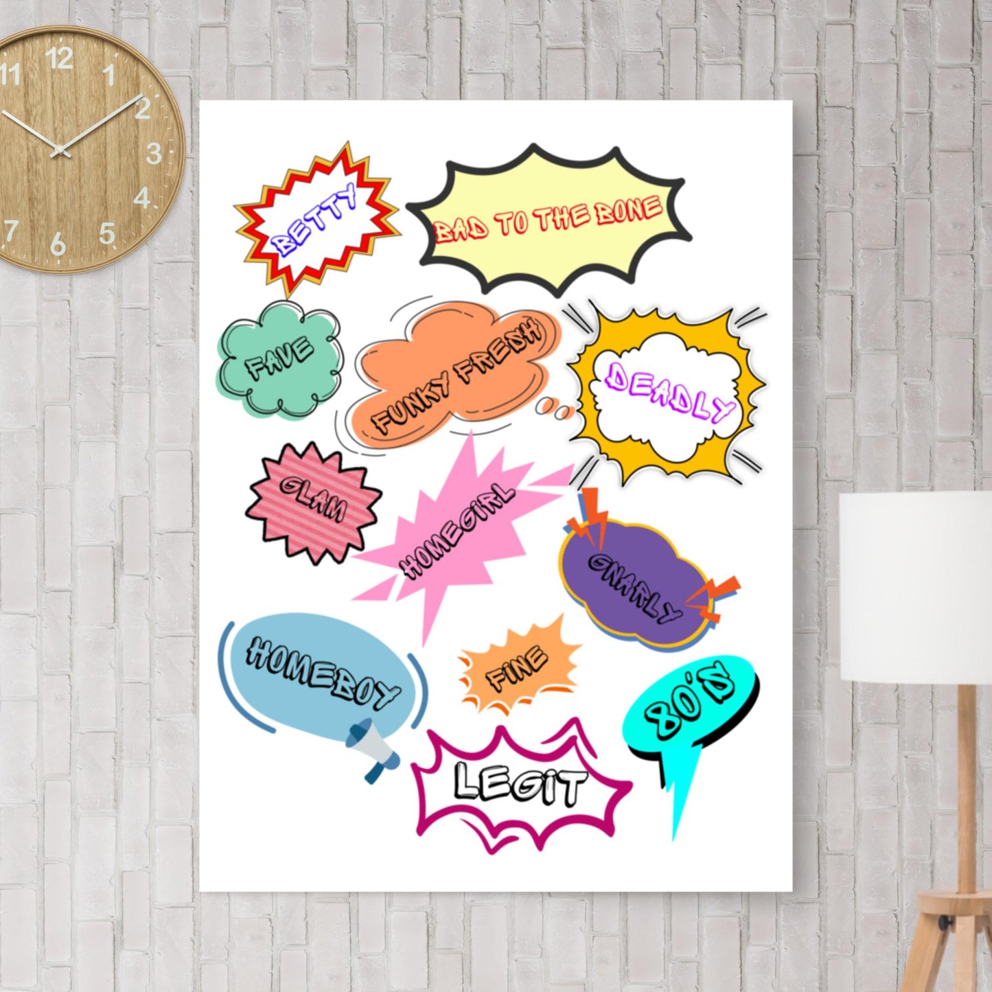 Retro pop art poster with 1980s slang and comic-style design by Hipyfi Clothes & Design 18x24-front
