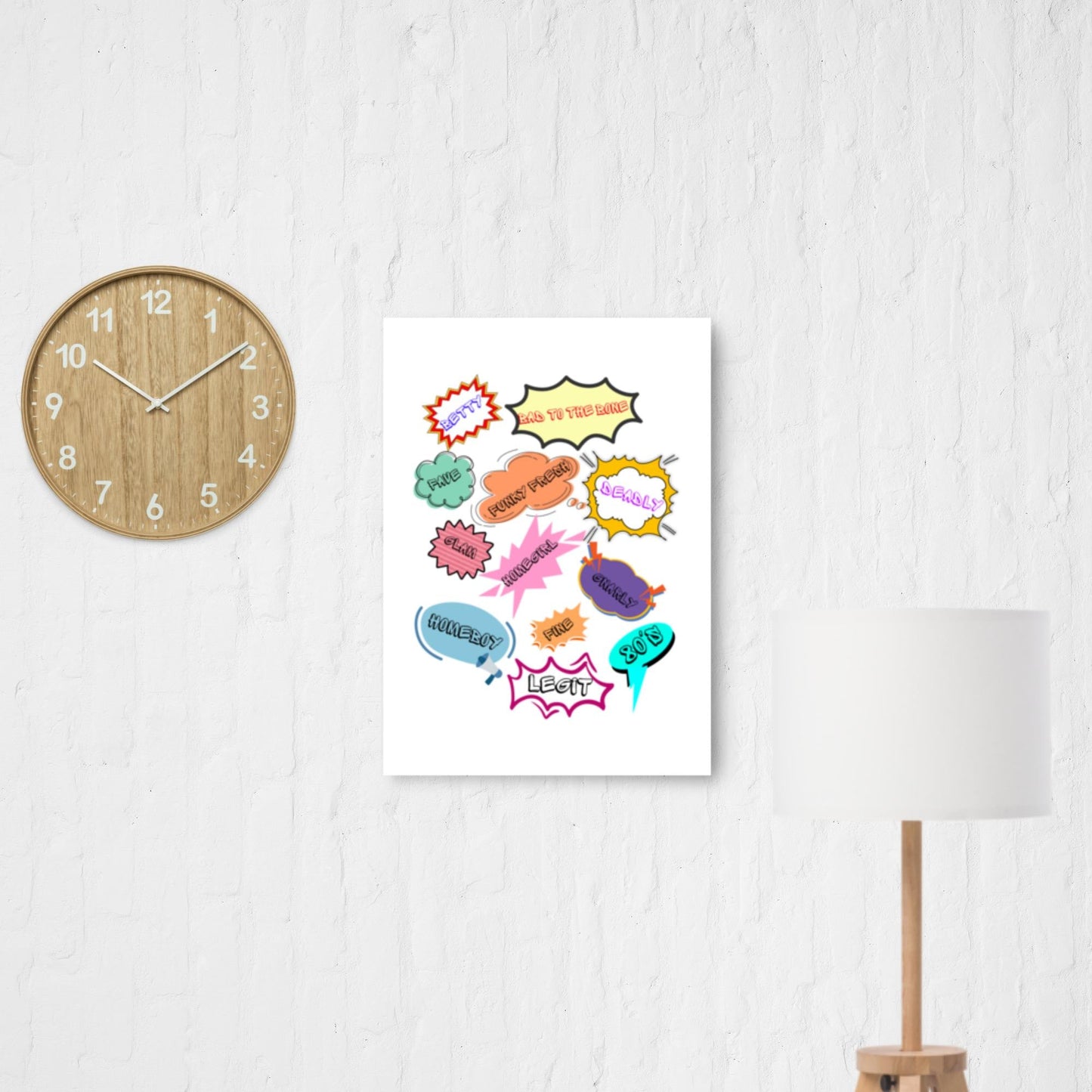 Retro pop art poster with 1980s slang and comic-style design by Hipyfi Clothes & Design 5x7-front
