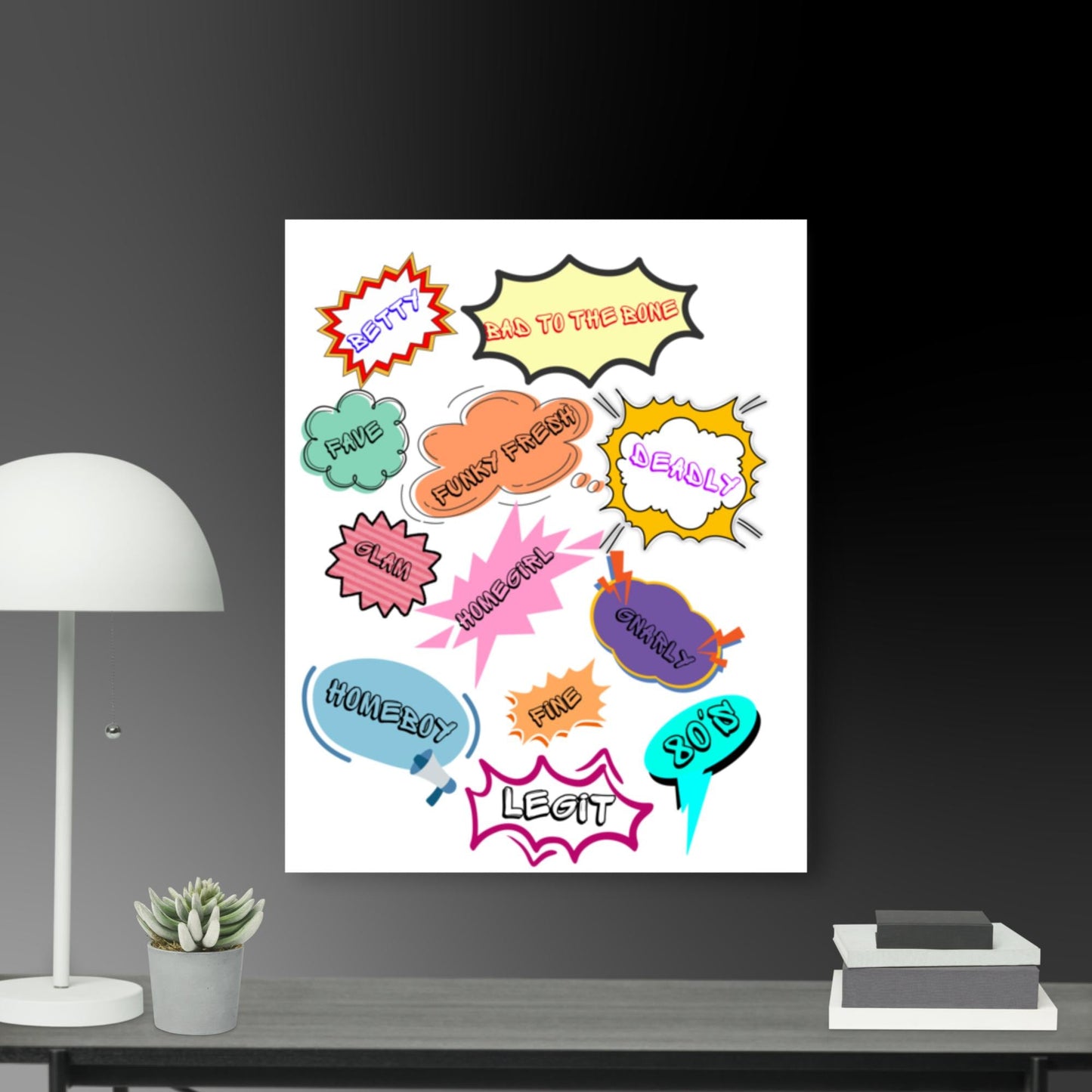 Retro pop art poster with 1980s slang and comic-style design by Hipyfi Clothes & Design 8x10-front