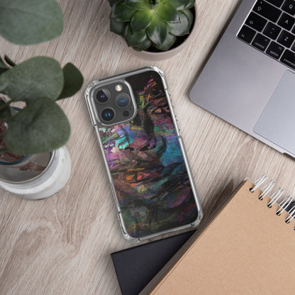 Vibrant abstract brushstroke art on a sleek clear MagSafe iPhone case by Hipyfi, blending bold color protection with modern design for iPhone. 16-pro-max-3