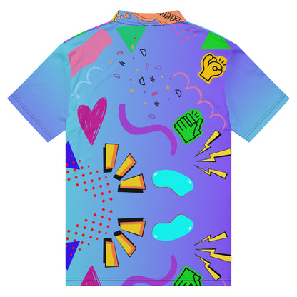 Hipyfi Retro Comic Slim Fit Polo Shirt with 80s Pop Art Graphic Design for Men Back-2