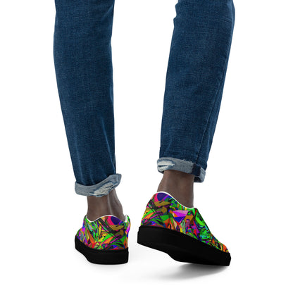 Neon Mythos men's colorful slip-on canvas shoes with abstract street art design by Hipyfi black-back-2