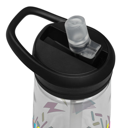 Hipyfi 80s Retro Sports Water Bottle in Oxford Blue with colorful pop art design, BPA-free and reusable product-details