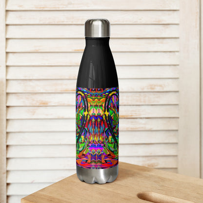 Neon Mythos stainless steel water bottle with vibrant abstract street art design and glossy finish by Hipyfi Clothes & Design black-17-oz-Back