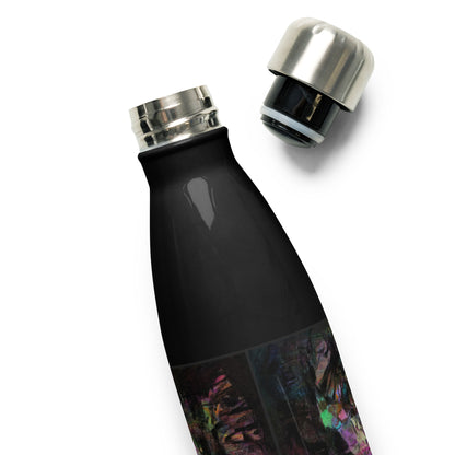 Hipyfi Chromatic Dreams stainless steel water bottle with vibrant abstract art design, insulated and leak-proof. black-17-oz-product-details