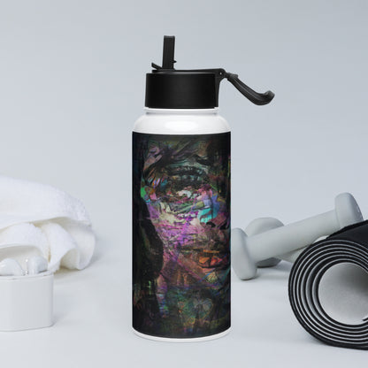 Hipyfi Chromatic Dreams water bottle featuring abstract art in on insulated stainless steel with leak-proof straw lid. left-3