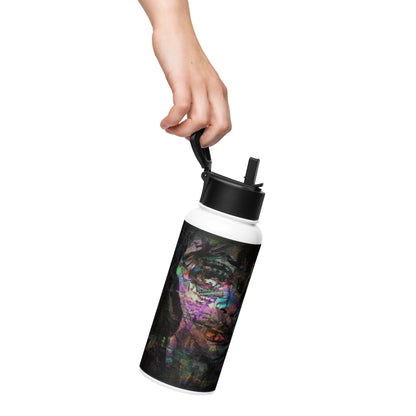 Hipyfi Chromatic Dreams water bottle featuring abstract art in on insulated stainless steel with leak-proof straw lid. left-5