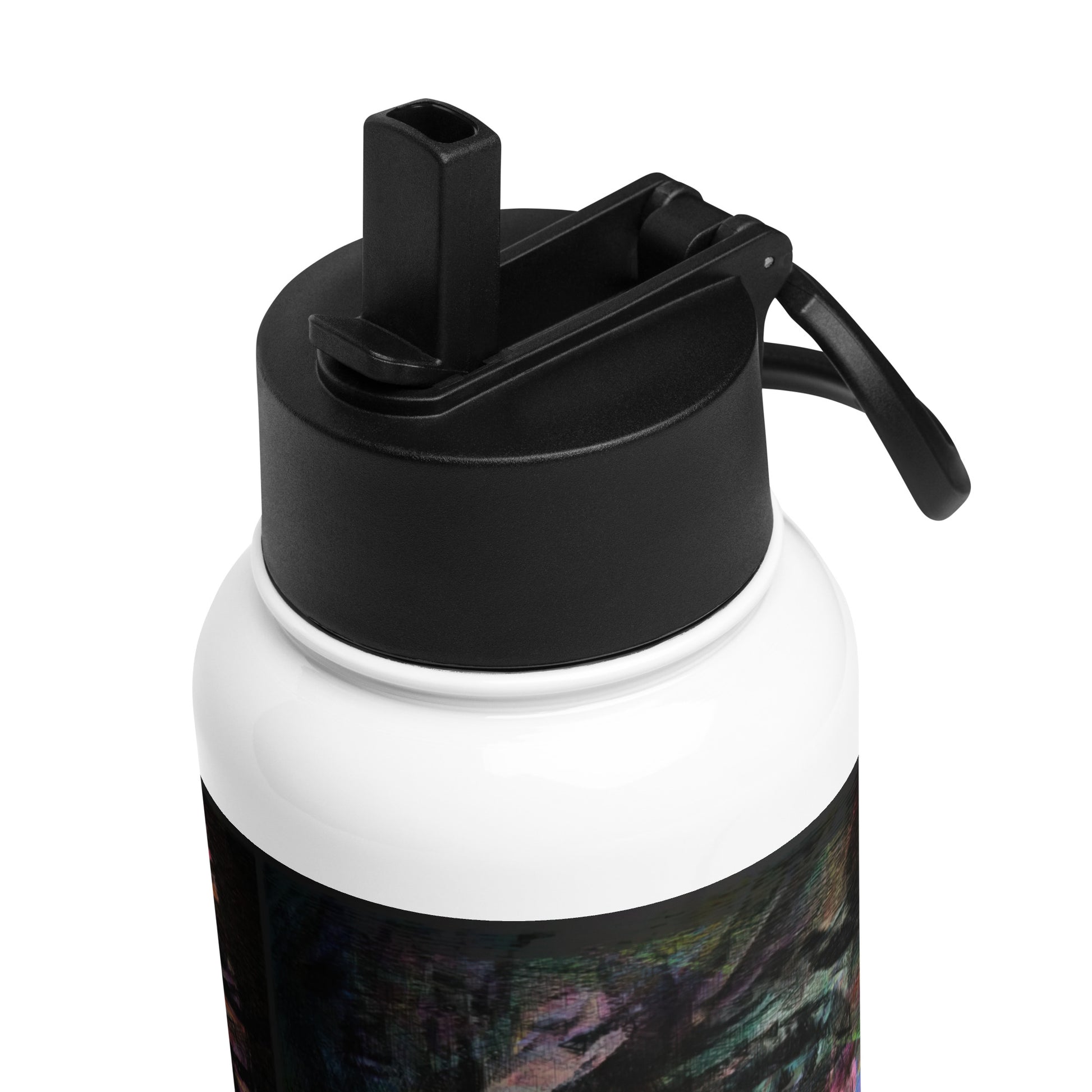 Hipyfi Chromatic Dreams water bottle featuring abstract art in on insulated stainless steel with leak-proof straw lid. product-details