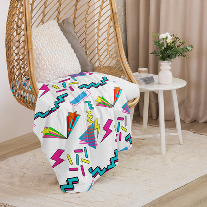 80s retro pop art Sherpa fleece throw blanket with geometric design by Hipyfi Clothes & Design 37x57-front-6