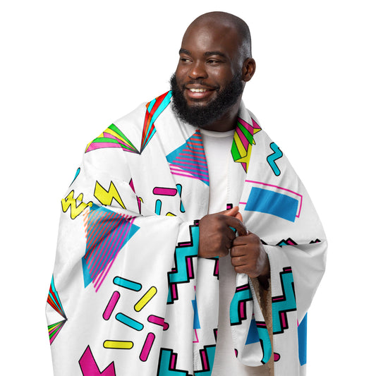 80s retro pop art Sherpa fleece throw blanket with geometric design by Hipyfi Clothes & Design 37x57-front-5