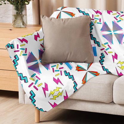 80s retro pop art Sherpa fleece throw blanket with geometric design by Hipyfi Clothes & Design 37x57-front-2