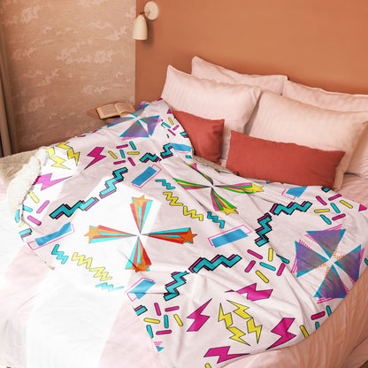 80s retro pop art Sherpa fleece throw blanket with geometric design by Hipyfi Clothes & Design 60x80-front-5