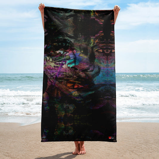 Hipyfi Chromatic Dreams Abstract Art Towel featuring vibrant colors on a quick-dry cotton-polyester blend for gym, beach, or yoga. Eco-friendly design. 30x60-beach