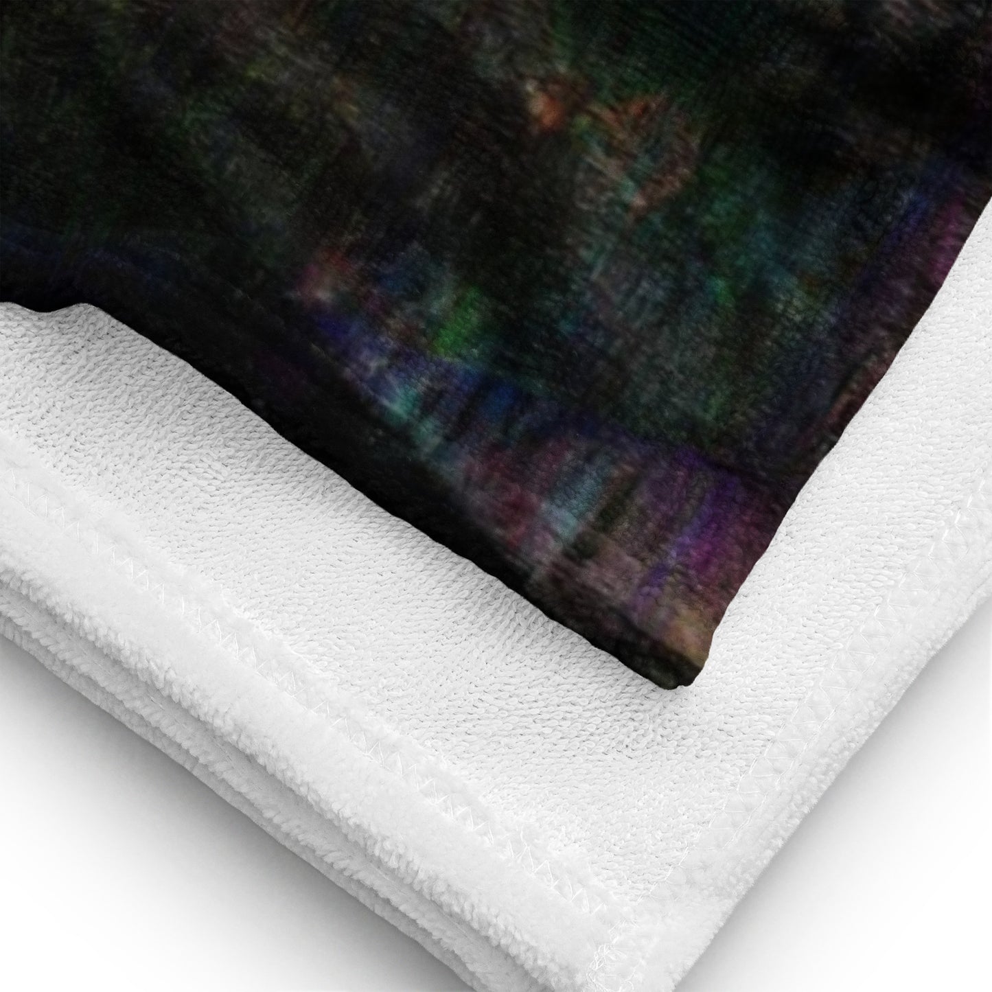 Hipyfi Chromatic Dreams Abstract Art Towel featuring vibrant colors on a quick-dry cotton-polyester blend for gym, beach, or yoga. Eco-friendly design. 30x60-product-details