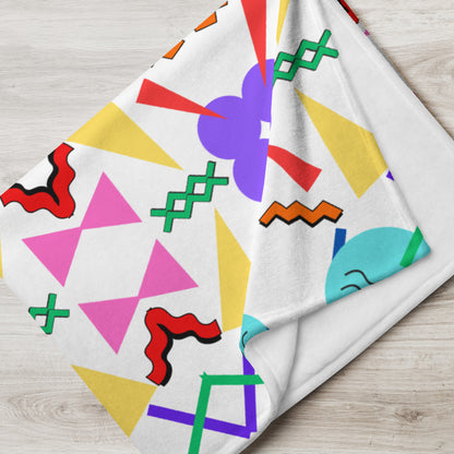 Retro pop geometric throw blanket with colorful 80s Memphis design by Hipyfi Clothes & Design 50x60-lifestyle-6