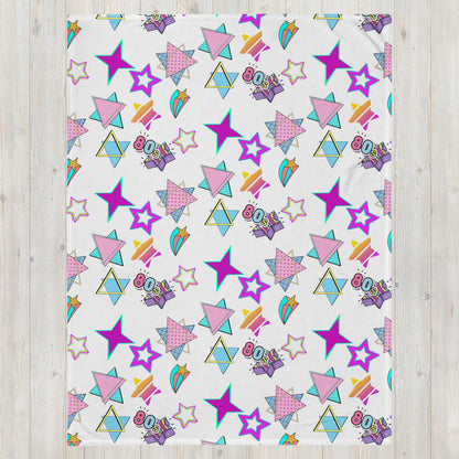 Hipyfi Retro Throw Blanket with 1980s geometric stars and Memphis design in vibrant neon colors 60x80-front