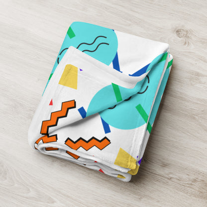 Retro pop geometric throw blanket with colorful 80s Memphis design by Hipyfi Clothes & Design 60x80-lifestyle-5