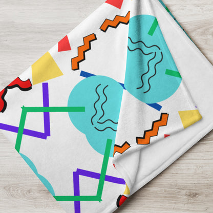 Retro pop geometric throw blanket with colorful 80s Memphis design by Hipyfi Clothes & Design 60x80-lifestyle-6