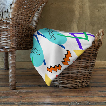 Retro pop geometric throw blanket with colorful 80s Memphis design by Hipyfi Clothes & Design 60x80-lifestyle-4