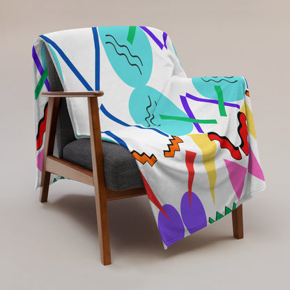 Retro pop geometric throw blanket with colorful 80s Memphis design by Hipyfi Clothes & Design 60x80-lifestyle-3