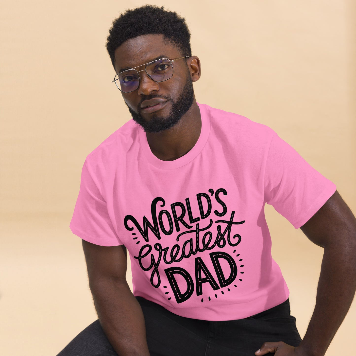 World’s Greatest Dad T-Shirt – Unisex black and white graphic tee with bold typography, perfect Father’s Day gift by Hipyfi Clothes & Design. azalea-front