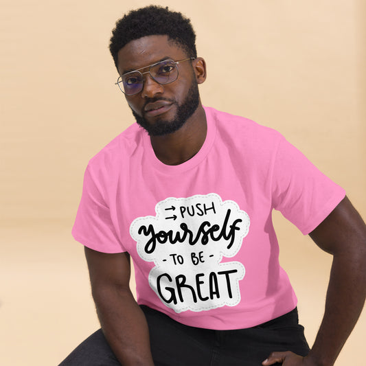 Unisex motivational t-shirt with 'Push Yourself to Be Great' quote – Hipyfi streetwear tee. azalea-front-2