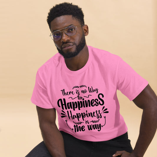 Unisex graphic t-shirt with inspirational quote – Happiness Way Tee by Hipyfi Clothes & Design. azalea-front-2