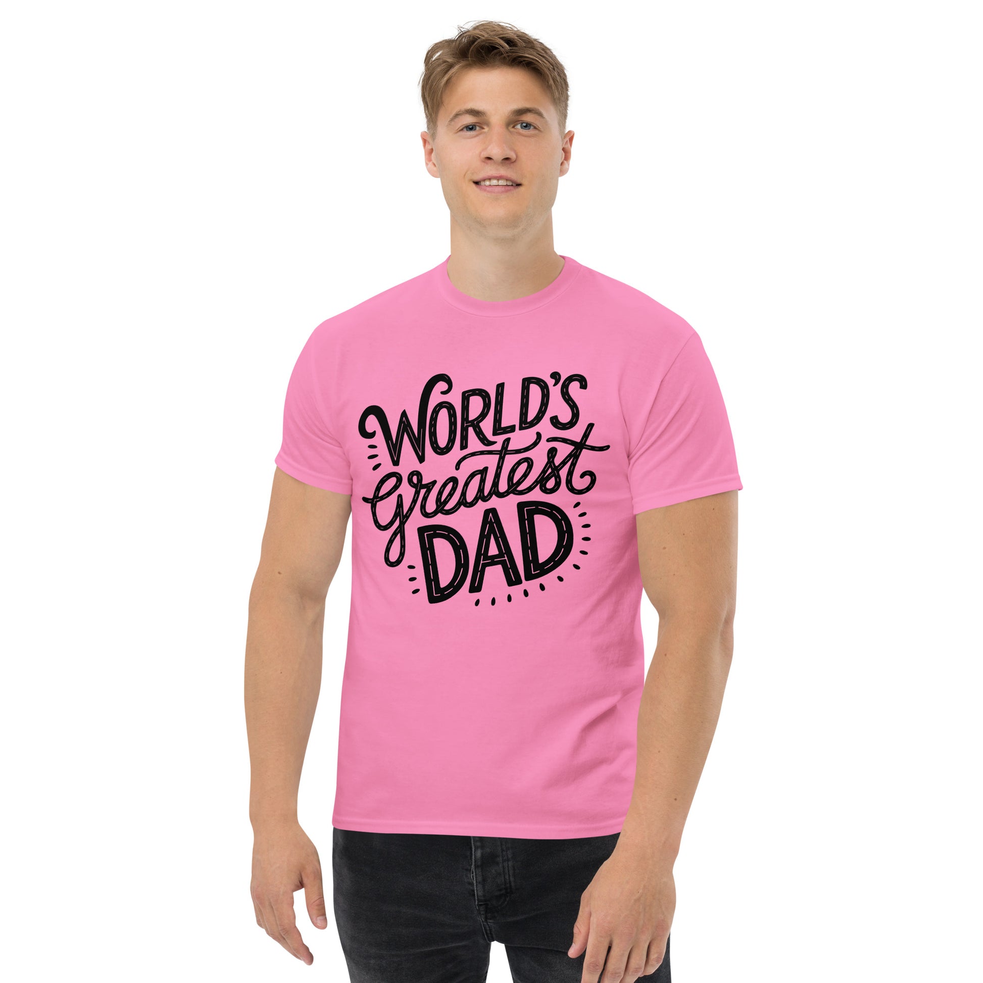 World’s Greatest Dad T-Shirt – Unisex black and white graphic tee with bold typography, perfect Father’s Day gift by Hipyfi Clothes & Design. azalea-front-3