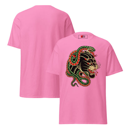 Hipyfi Panther & Snake Graphic Unisex T-Shirt - Bold design on classic fit streetwear tee. azalea-front-3