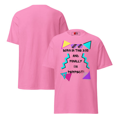 Born in the 80s retro graphic tee with neon 80s design – unisex vintage t-shirt by Hipyfi Clothes & Design. azalea-front-and-back