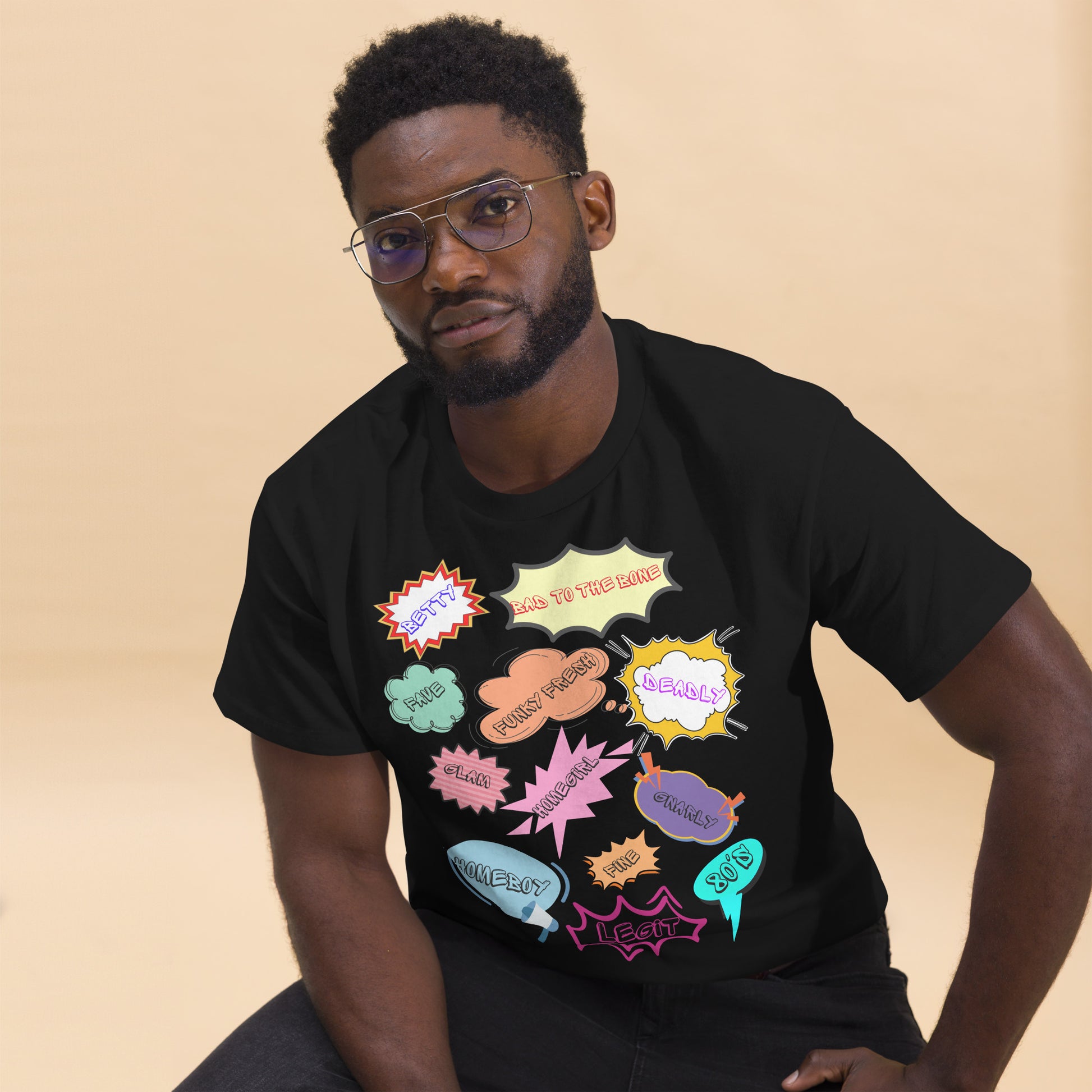 80s Comic Style Unisex T-Shirt with Retro Pop Art Graphic – Hipyfi Clothes & Design. black-front-2