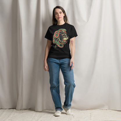Hipyfi Panther & Snake Graphic Unisex T-Shirt - Bold design on classic fit streetwear tee. black-front-2