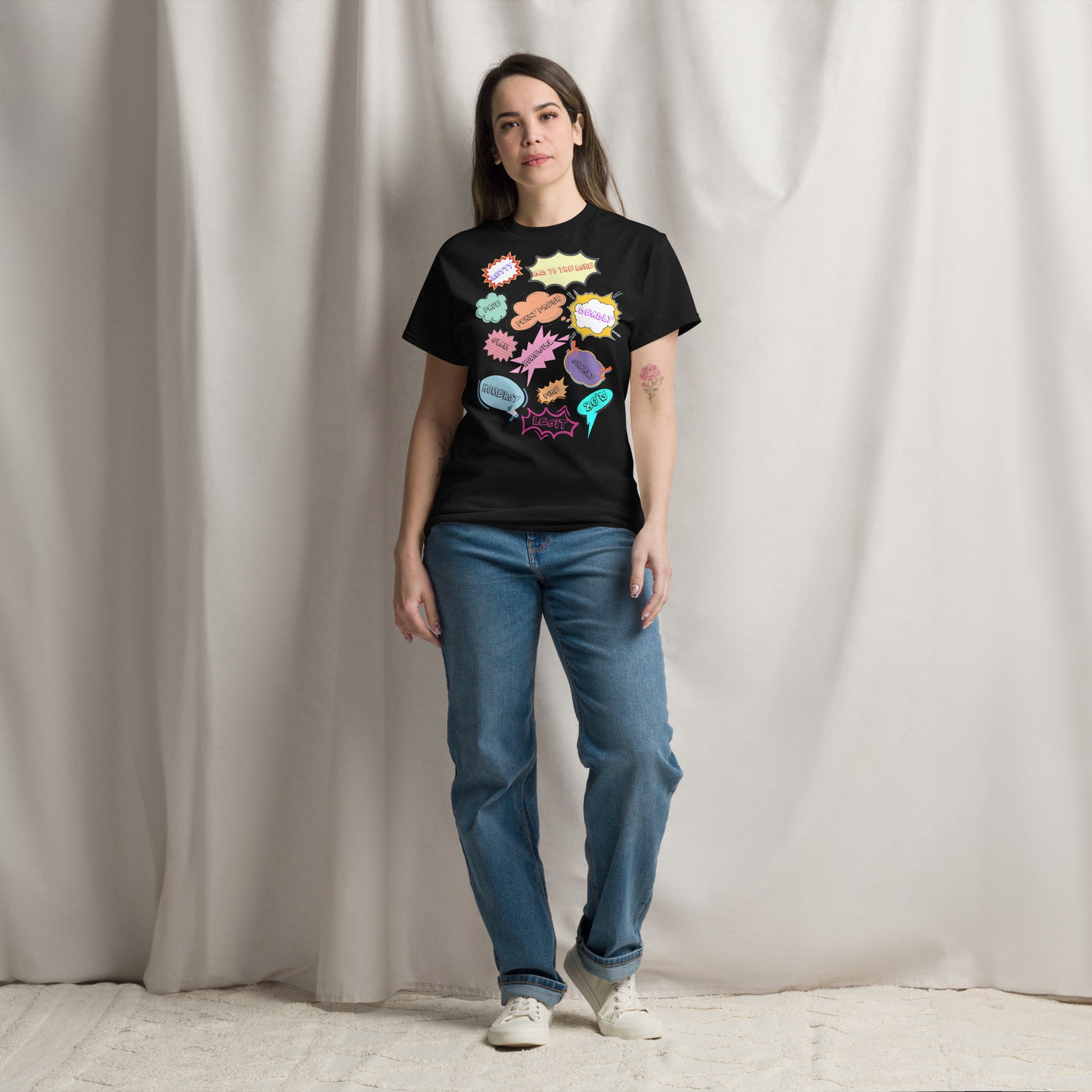 80s Comic Style Unisex T-Shirt with Retro Pop Art Graphic – Hipyfi Clothes & Design. black-front-3