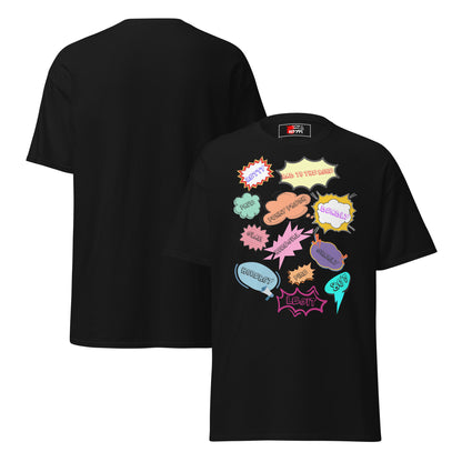 80s Comic Style Unisex T-Shirt with Retro Pop Art Graphic – Hipyfi Clothes & Design. black-front-and-back