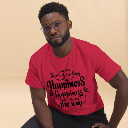 Unisex graphic t-shirt with inspirational quote – Happiness Way Tee by Hipyfi Clothes & Design. cardinal-front-2