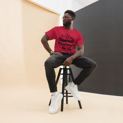 Unisex graphic t-shirt with inspirational quote – Happiness Way Tee by Hipyfi Clothes & Design. cardinal-front