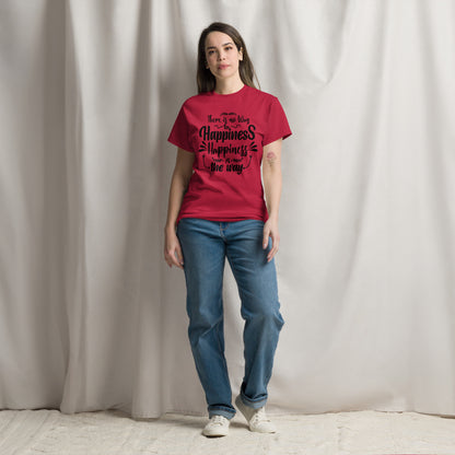 Unisex graphic t-shirt with inspirational quote – Happiness Way Tee by Hipyfi Clothes & Design. cardinal-front-3