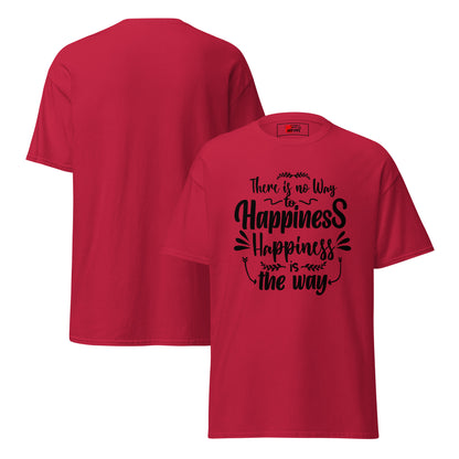 Unisex graphic t-shirt with inspirational quote – Happiness Way Tee by Hipyfi Clothes & Design. cardinal-front-and-back