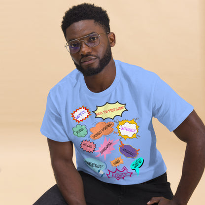 80s Comic Style Unisex T-Shirt with Retro Pop Art Graphic – Hipyfi Clothes & Design. carolina-blue-front-2