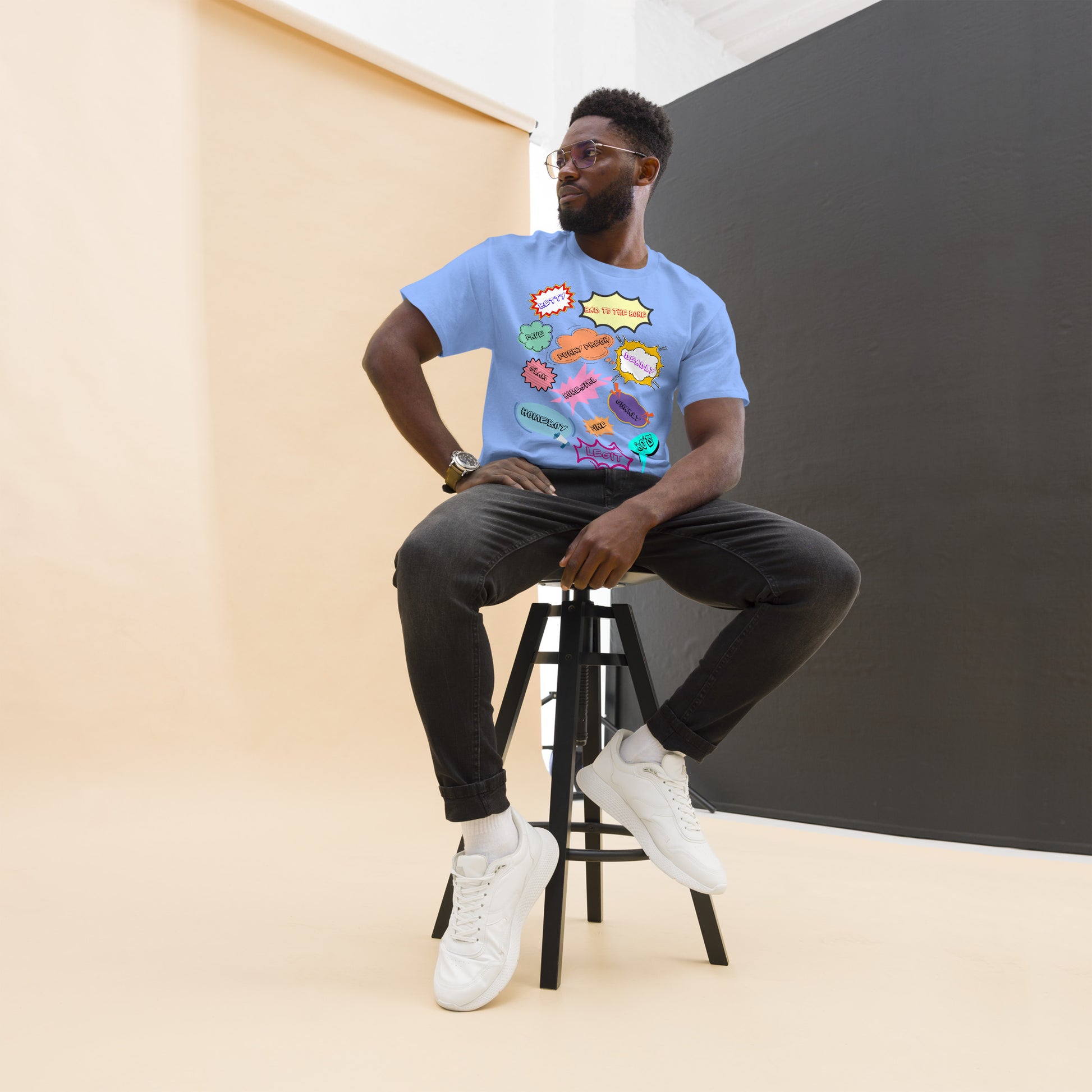 80s Comic Style Unisex T-Shirt with Retro Pop Art Graphic – Hipyfi Clothes & Design. carolina-blue-front